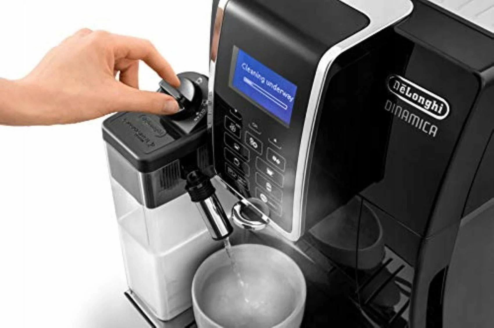 Aparat espresso automatik DeLonghi Dinamica ECAM 350.55.B, 1.8 L, 15 bar, me mulli dhe frother qumështi, i zi