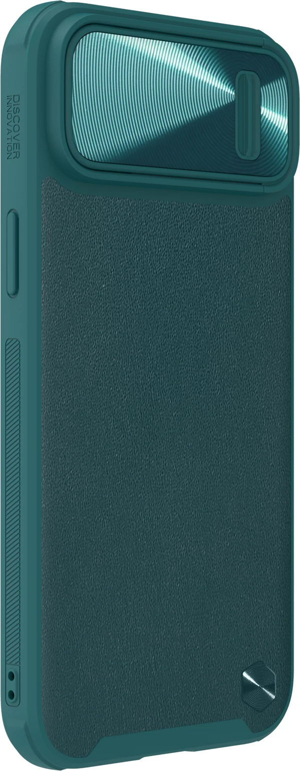 Mbështjellës Nillkin CamShield Leather S Case për iPhone 14 Plus, me kapak kamere, Jeshil