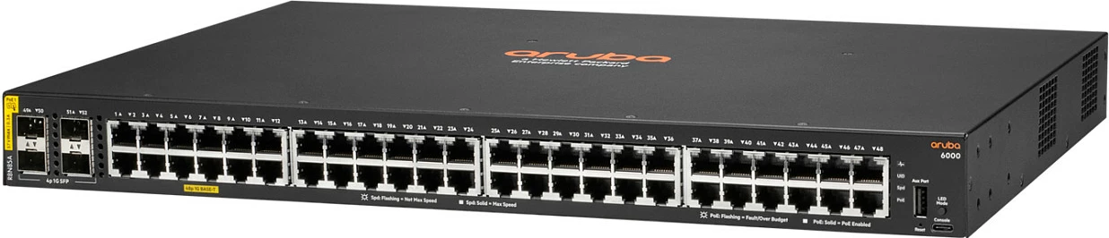 Switch HPE Aruba CX 6000, 48x Gigabit PoE 370W, 4x SFP, 1U, i zi