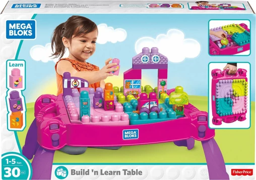 Lodër për fëmijë Mega Bloks Pink Build and Learn Table - 30 copë