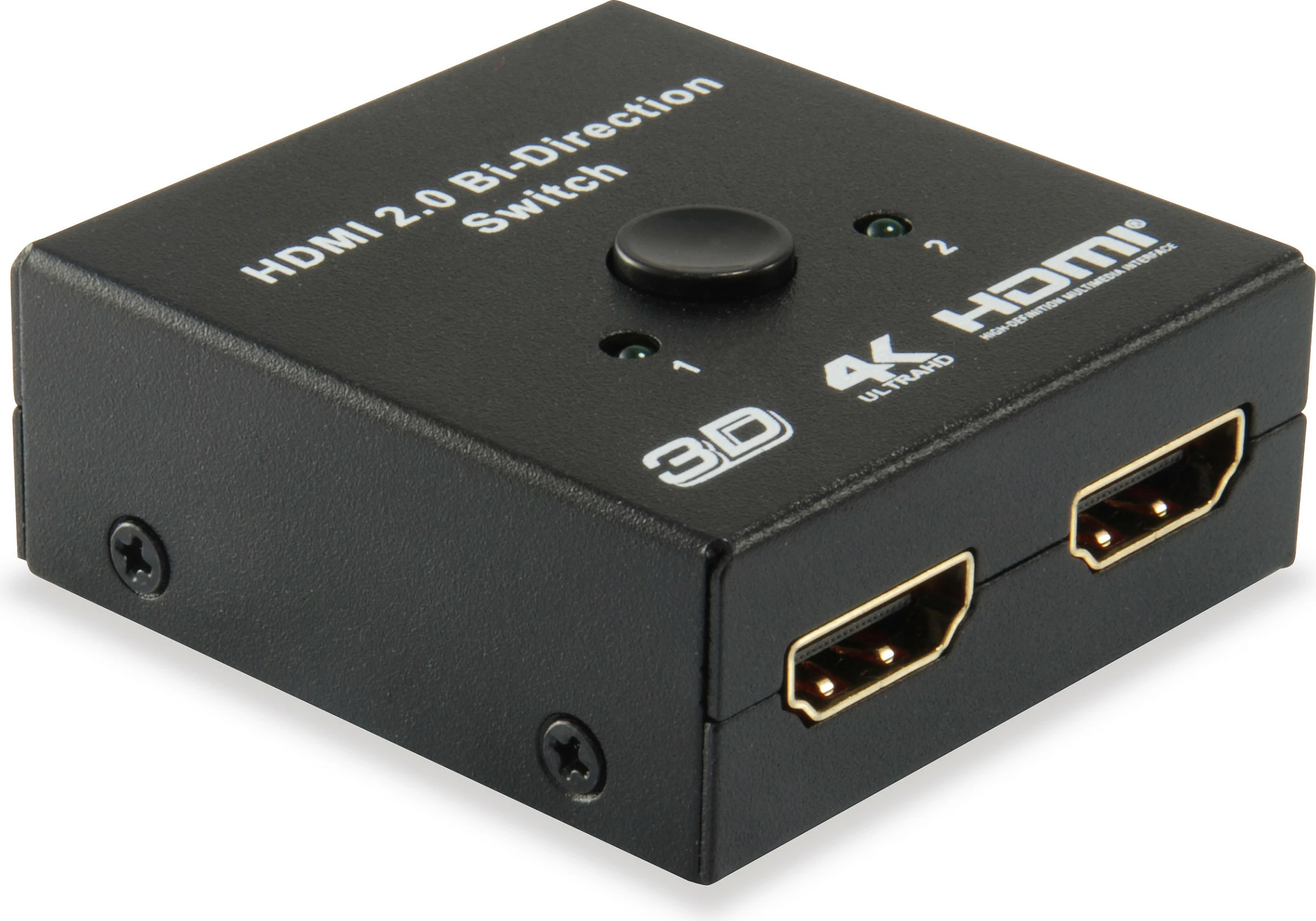 Switch HDMI bi-drejtimësh EQUIP HDMI 2.0, 2x HDMI In 1x HDMI Out, 4K/3D, i zi