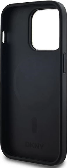 Mbështjellës DKNY Leather Checkered Mono Pattern MagSafe për iPhone 13 Pro/13, i zi