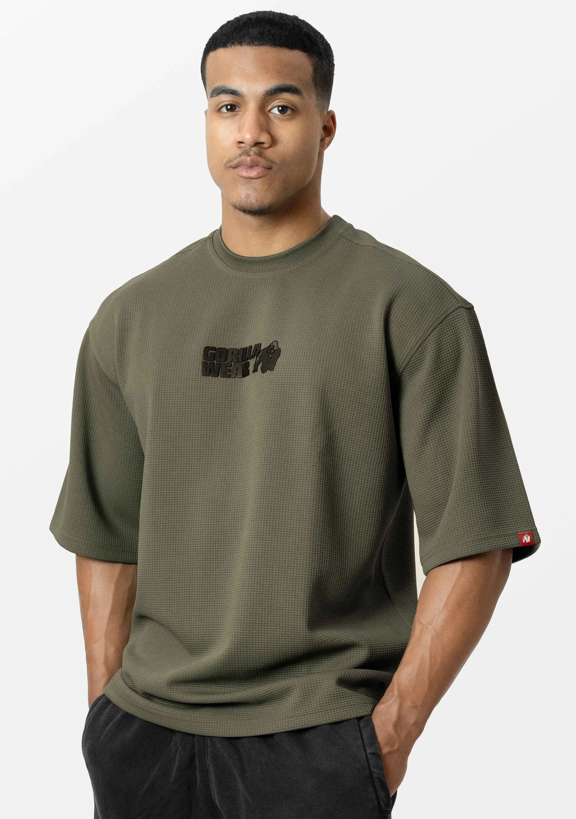 Idaho Oversized Waffle T-Shirt - Army Green
