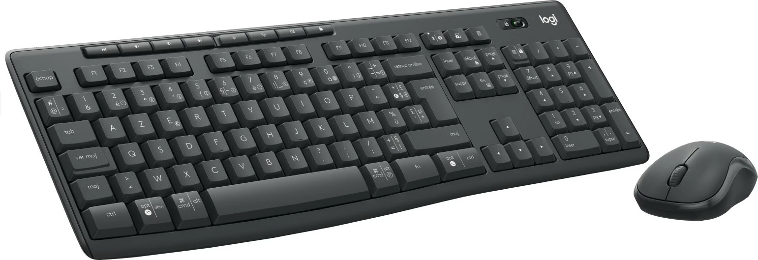 Komplet tastierë dhe maus Logitech MK370, Wireless, RF Wireless + Bluetooth, AZERTY, Grafit