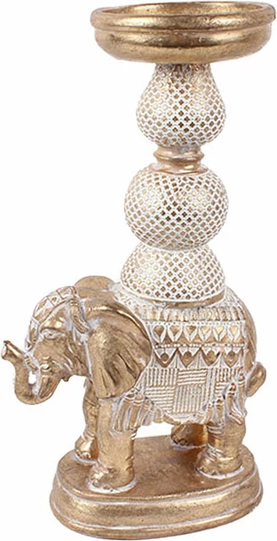 Mbajtës qiriri ELEPHAS, ari-bardhë, 15x9x28cm