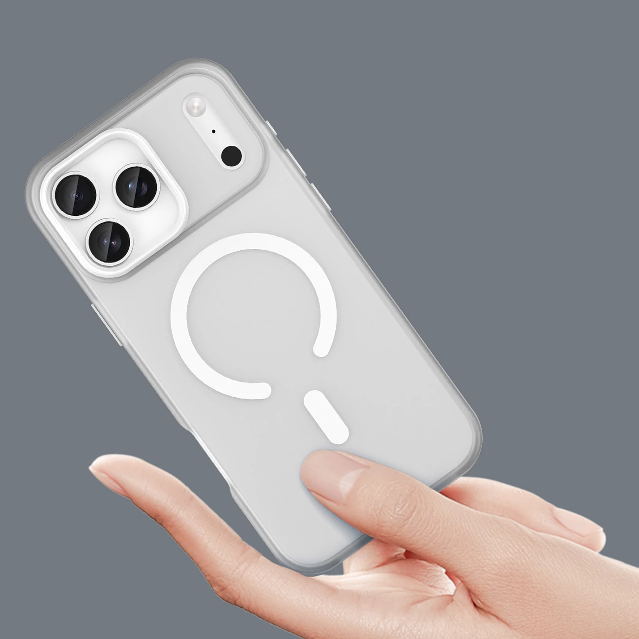Mbështjellës Hurtel Magnetic Abrasive për iPhone 17 Pro Max, MagSafe, Bardhë mat