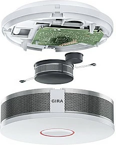 Alarm tymi GIRA Dual Q, wireless, 85 dB, IP42, bateri 10 vjet, argjend/bardhë