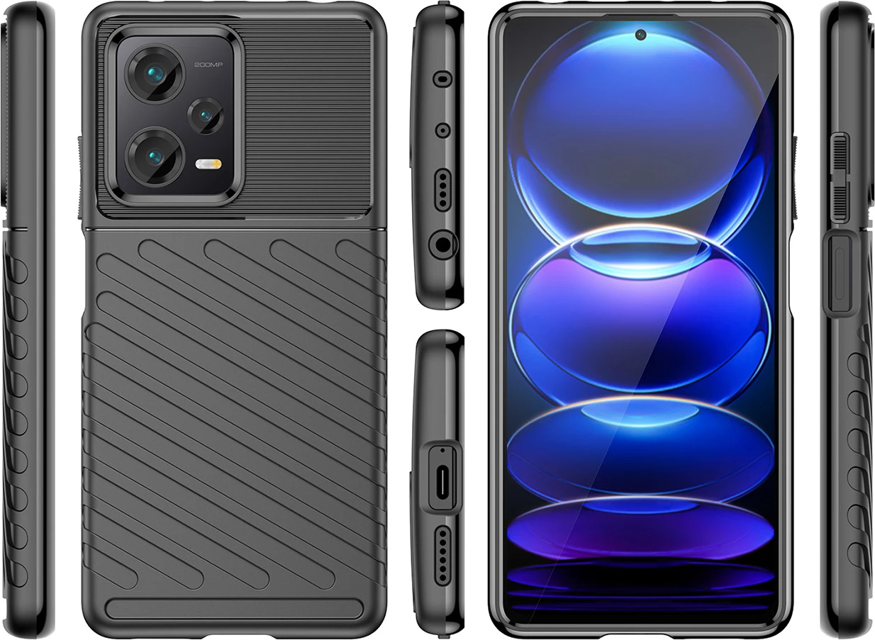 Mbështjellës Hurtel Thunder Case për Xiaomi Redmi Note 12 Pro+, TPU, i zi