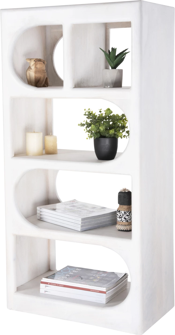 Tallboy HANDYR dru mango i bardhë 60x35x120H cm