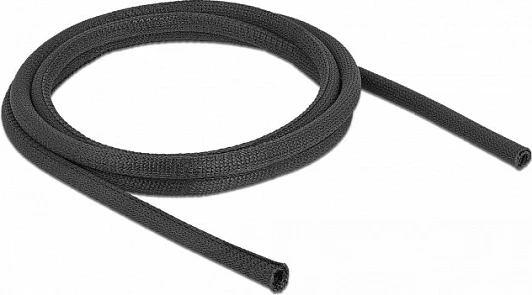 Mëngë mbrojtëse kabllosh DeLOCK Woven Sleeve 2 m x 8 mm, vetë-mbyllëse, e zezë