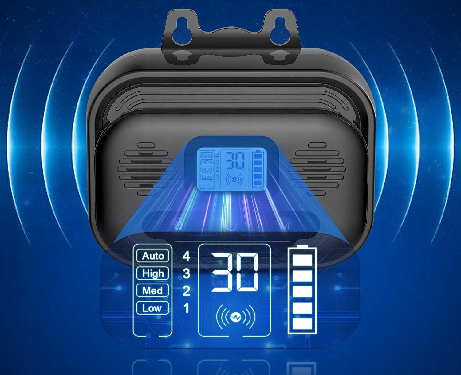 Pajisje kundër lehjes NoName K682E1, ultrasonike, 4 mënyra pune, 10 nivele frekuence, zi/kaltër