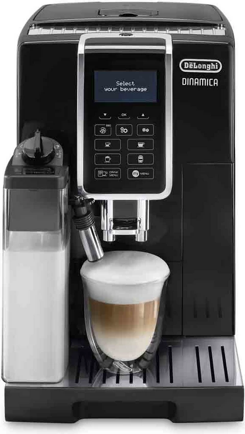 Makineri kafeje automatike, De'Longhi, Dinamica ECAM350.55.B, me ekran dhe sistem qumështi, e zezë