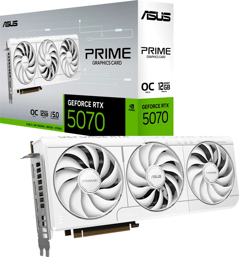 Kartelë grafike ASUS Prime GeForce RTX 5070 OC Edition 12GB GDDR7 PCIe 5.0, e bardhë