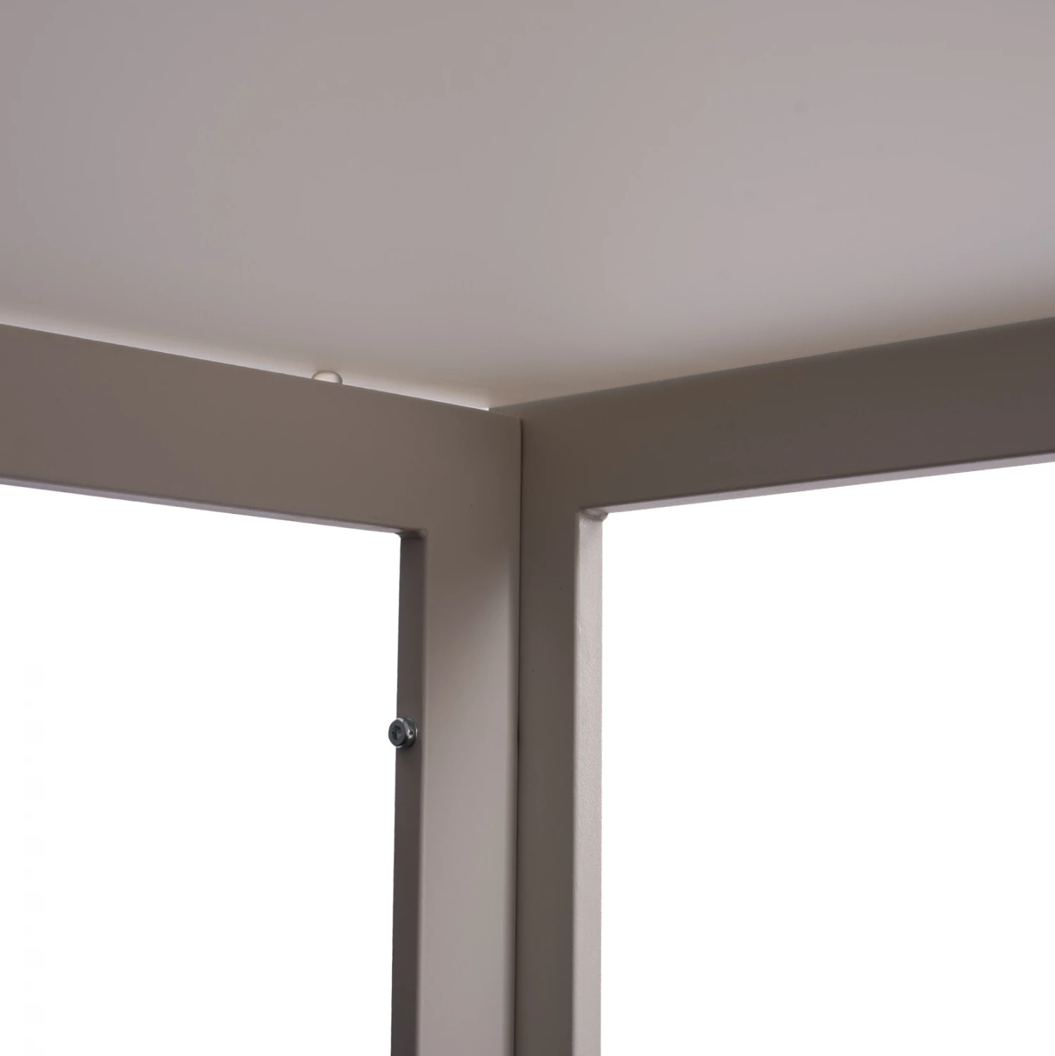 Tavolinë metalike, ngjyrë e bardhë akulli, me xham, FH5767.03, 150x90x75 cm