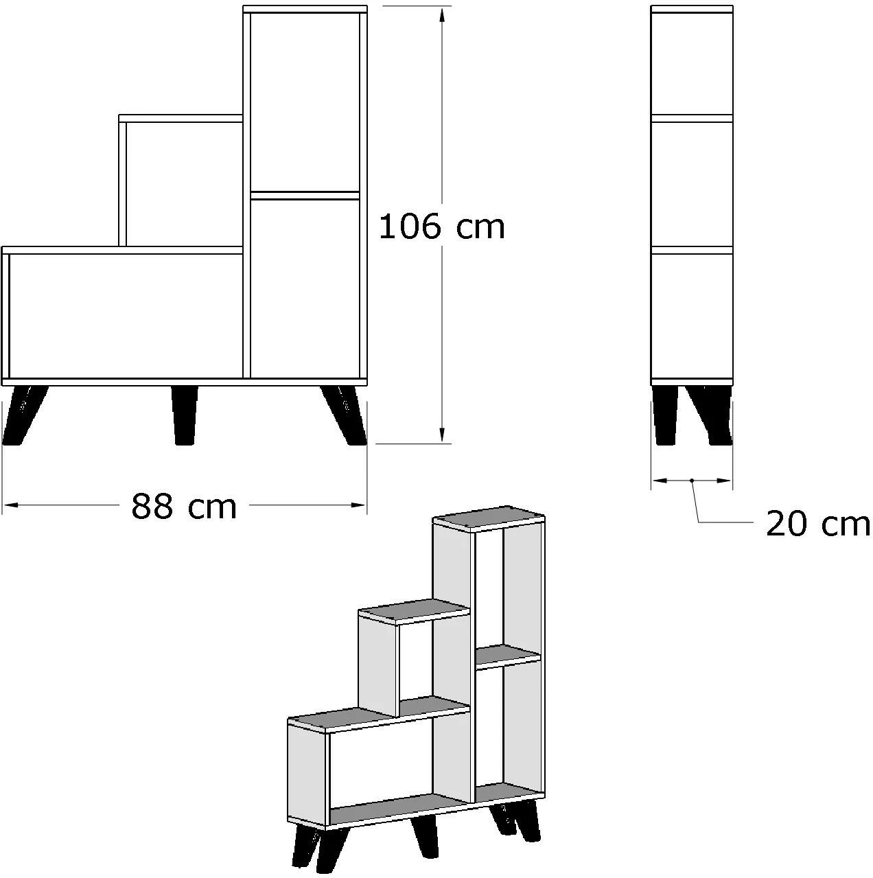 Raft librash Hanah Home, Nisa, ngjyrë e bardhë