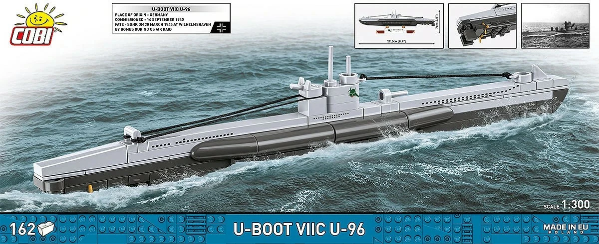 Set blloqe ndërtimi, Cobi, U-Boat VIIC U-96 COBI-4857, 162 pjesë, shkallë 1:300