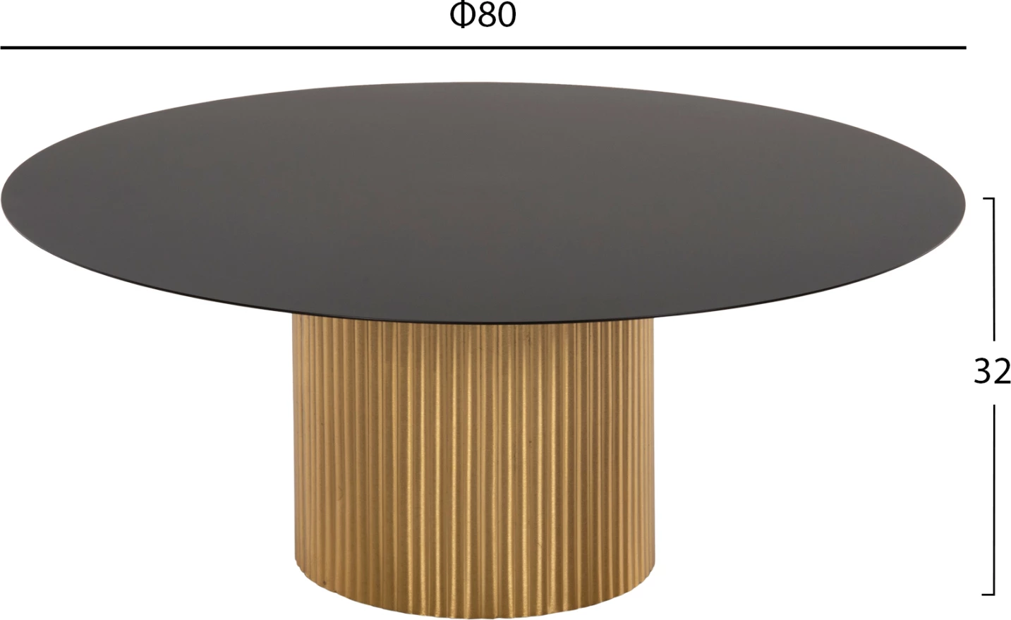 Tavolinë kafeje CLAD FH9674 metalike, ngjyrë ari dhe e zezë, Φ80x32H cm