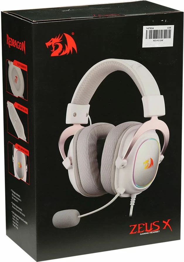Kufje gaming Redragon H510 Zeus X, 7.1 Surround, USB me kabllo, RGB, të bardha