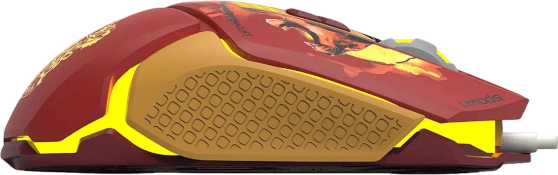 Maus gaming Spawn Harry Potter Gryffindor RGB 12800 DPI USB me kabllo, Kuqe/Ar