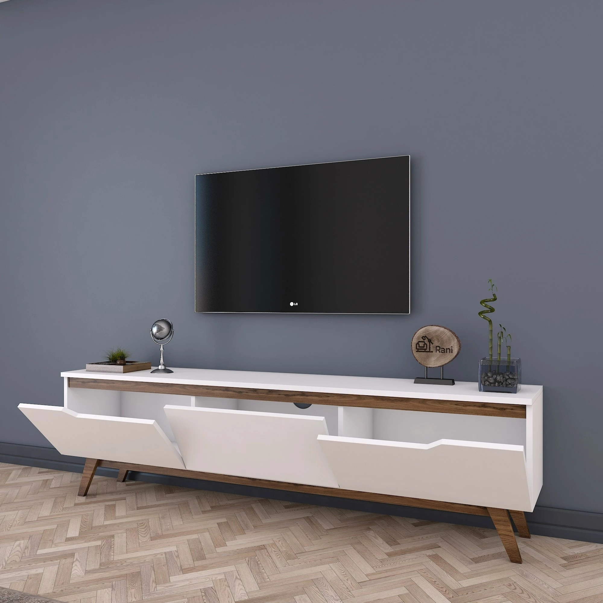 Komodë TV Hanah Home, D1 - 794, e bardhë dhe arre