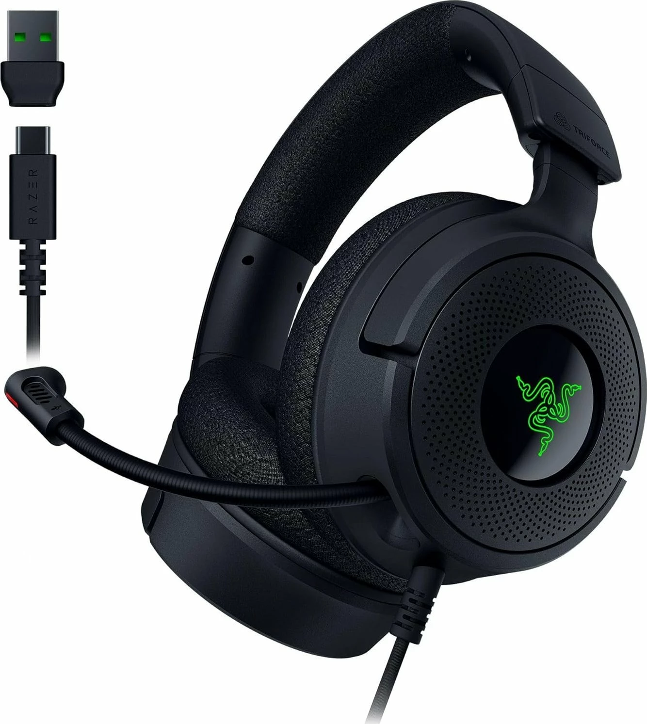 Kufje gaming Razer Kraken V4 X RZ04-05180100-R3M1, 7.1, USB/USB-C, me mikrofon, RGB, të zeza