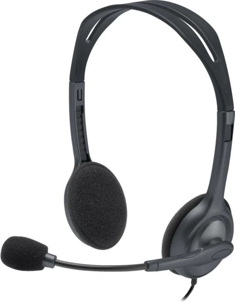 Kufje stereo me mikrofon Logitech H111 (MPN 981-000593), 3.5mm, kabllo 2.35m, të zeza