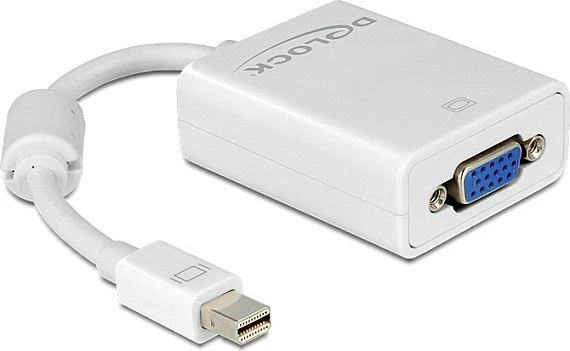 Adapter DeLOCK mini DisplayPort në VGA, 0.18 m, 1080p, i bardhë