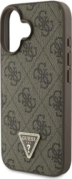 Mbështjellës Guess 4G Triangle Strass për iPhone 16 Plus, MagSafe, Kafe