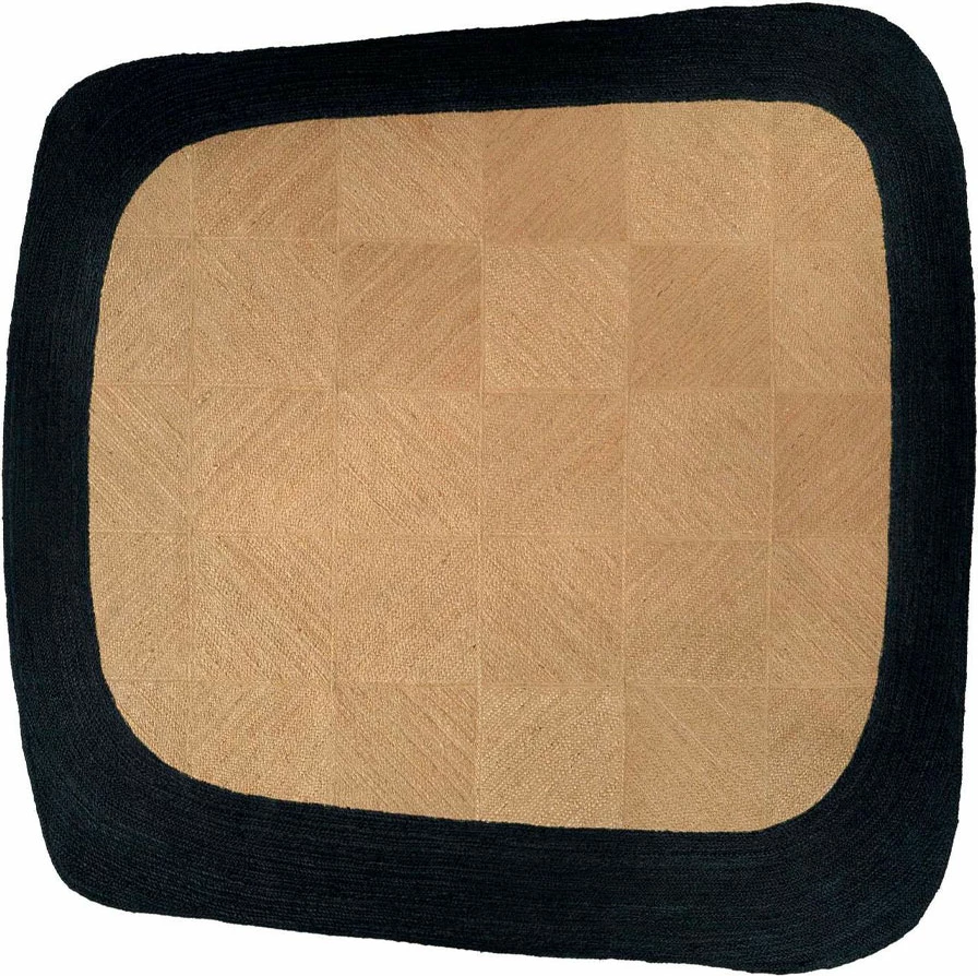 Qilim FLUX, bezhë, jute, 200x200cm, kornizë e zezë