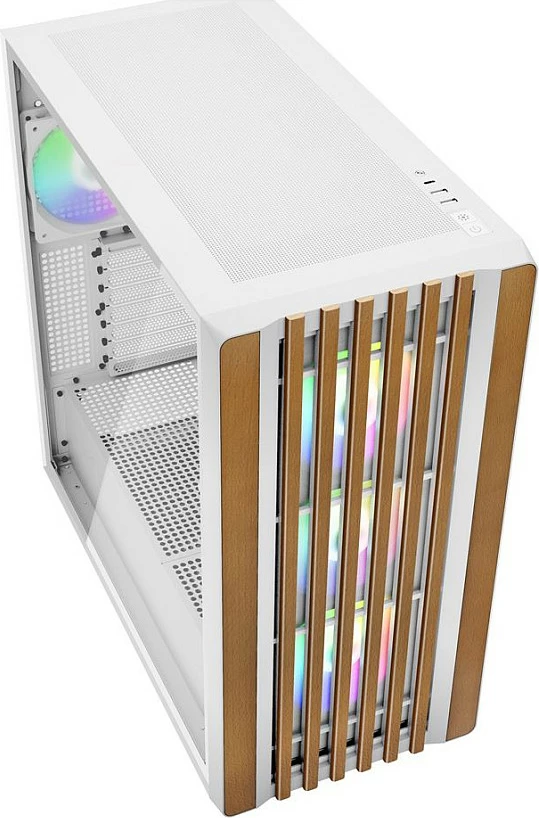 Kasë SHARKOON Rebel C70G RGB, Full Tower ATX, xham i temperuar, 3x120mm fan, White/Wood