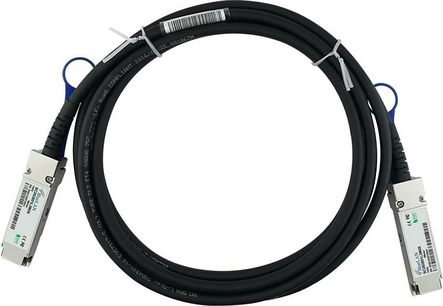 Kabllo DAC QSFP28 BlueOptics ACC761-10000S SC282801L1M30, 1m, 100Gbit/s, Coral/Silver