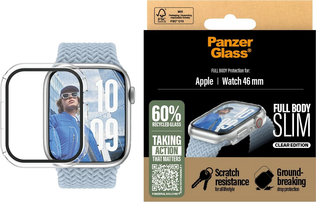 Mbrojtës ekrani PanzerGlass për Apple Watch 10/46mm, transparent