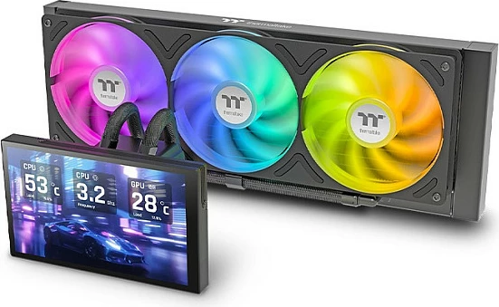 Ftohës uji AIO Thermaltake ST360 Ultra, radiator 360mm, LCD 7", RGB, i zi
