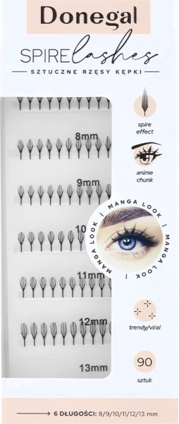 Qerpikë artificial për femra Donegal Spire Lashes Cluster, 90 copë, e zezë