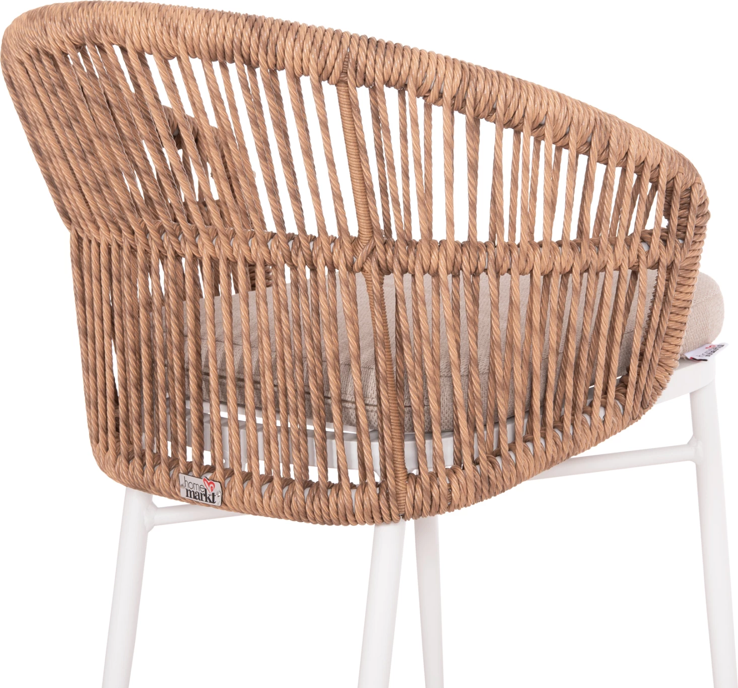 Karrige alumini ALABAMA FH6265.02 ngjyrë e bardhë-P.E. Rattan natyral-jastëk bezhë 58x61x75Hcm