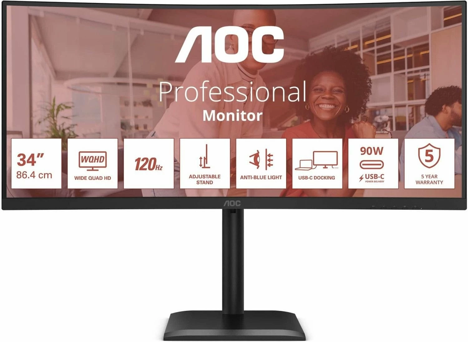 Monitor AOC CU34E4CV 34" UWQHD 120Hz curved USB-C 90W i zi