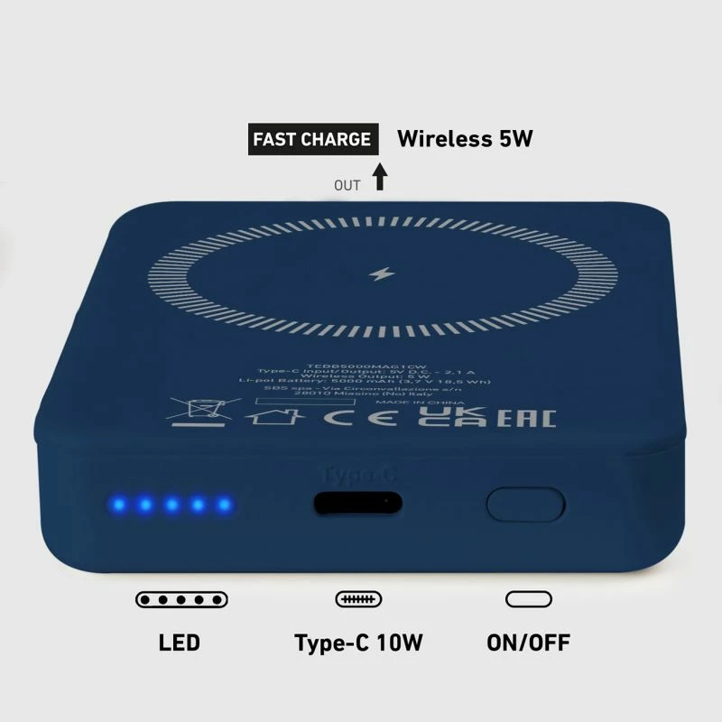 Powerbank SBS TEBB5000MAG1CB, e kaltër, 5000 mAh [Ngjyra: Kaltër]
