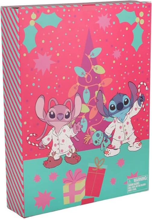 Kalendar adventi me artikuj shkrimi Disney Stitch Paladone, 24-ditor, set 32 copë, rozë