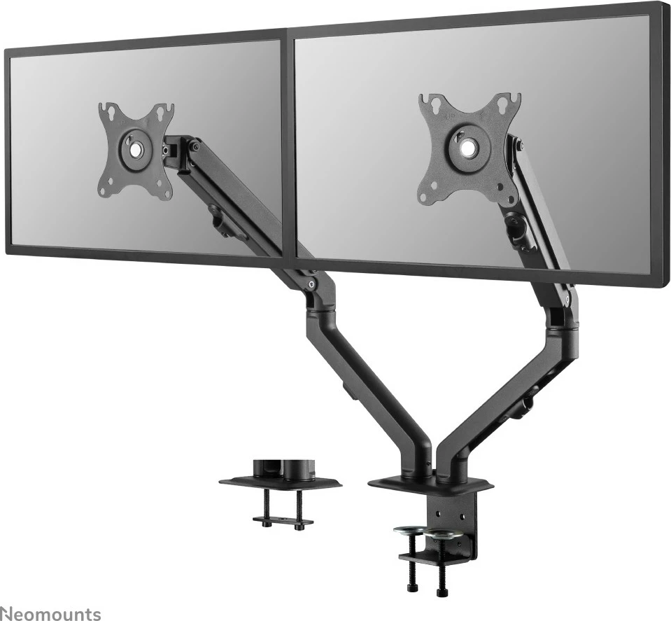 Krah monitori Neomounts FPMA-D650DBLACK, për 2 monitorë, 17-27 inç, rregullim lartësie me gas spring, ngjyrë e zezë