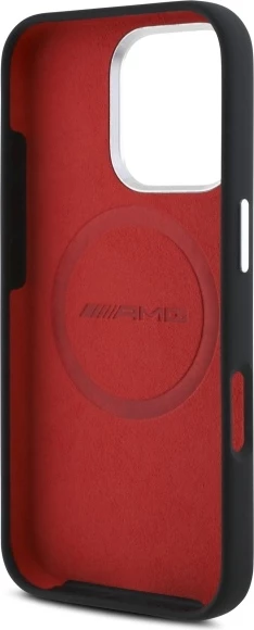 Mbështjellës silikoni AMG Mercedes për iPhone 16 Pro Max, MagSafe, Zi