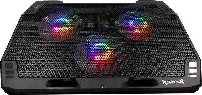 Stendë ftohëse për laptop Redragon Ingrid GCP511, 15-17", 3 ventilatorë RGB, 2 porta USB, e zezë