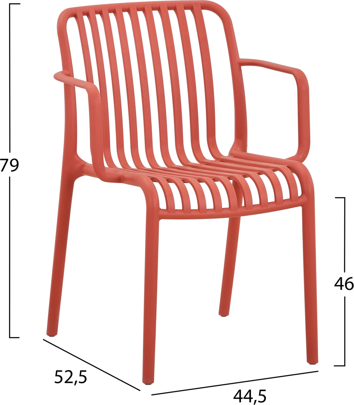 Karrige për jashtë CONVEE FH6105.05 polipropilenë e kuqe 44,5x52,5x79H cm