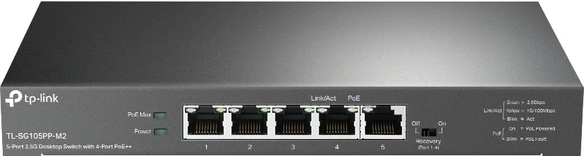 Switch TP-Link TL-SG105PP-M2, 5 porta, 2.5G, 4 porta PoE++, i zi