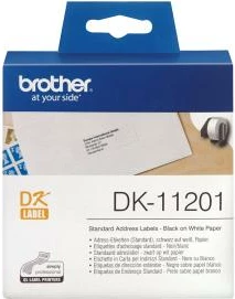 Etiketa adrese të paraprerë, Brother DK-11201, tekst i zi në letër, të bardha