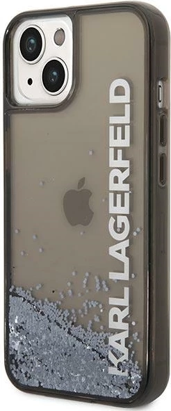 Mbështjellës Karl Lagerfeld Liquid Glitter Elong për iPhone 14, 6.1", i zi