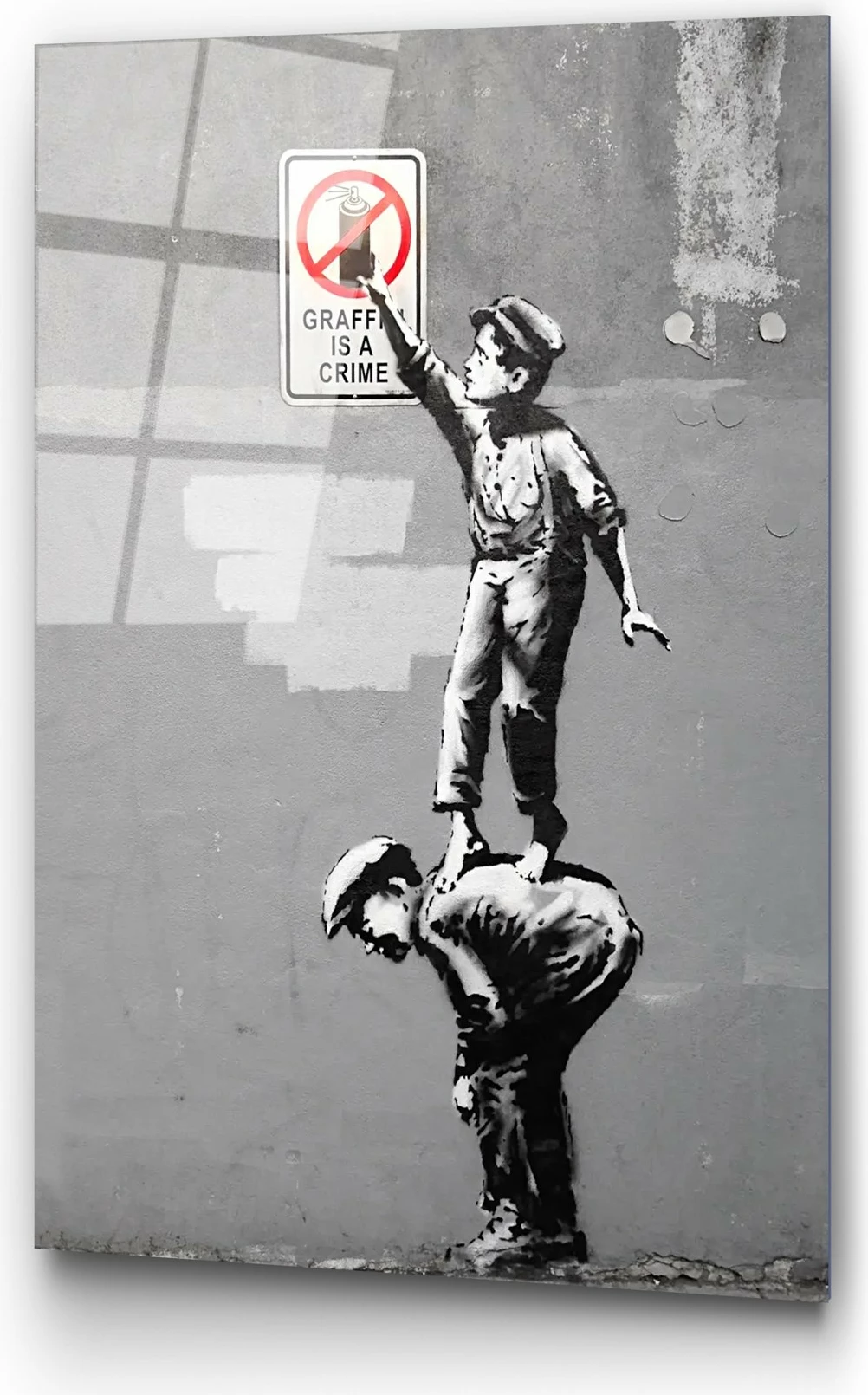 Pikturë dekorative xhami e temperuar, Banksy, shumëngjyrëshe, 45x65cm