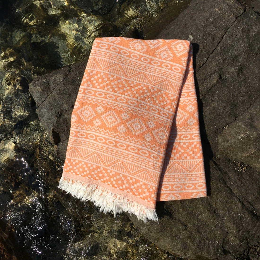 Peshqir plazhi Fouta, model qilimi, portokalli, Mijolnir, 90x170cm
