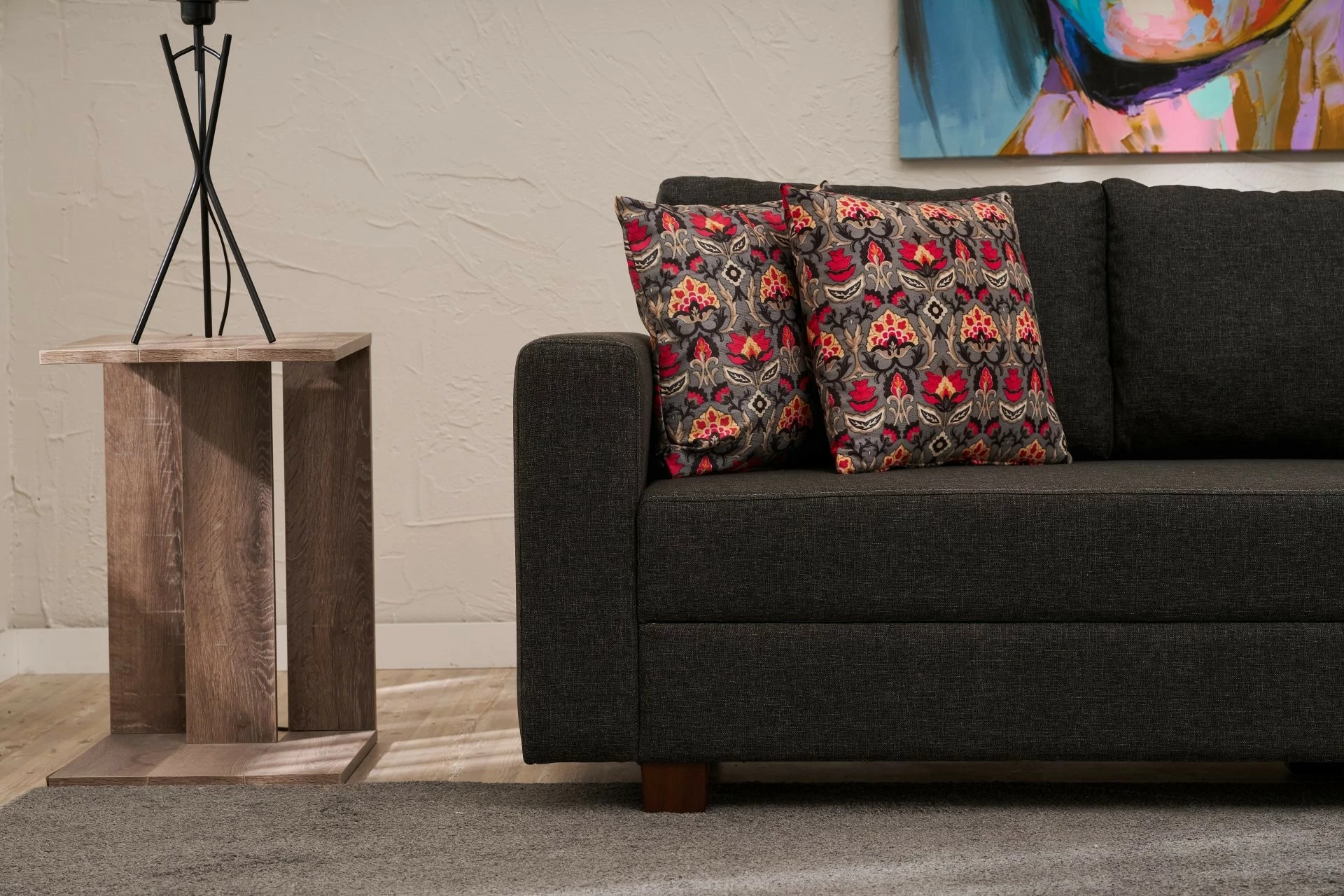 Divan-krevat treshe, Atelier del Sofa, Aly, ngjyrë antracit
