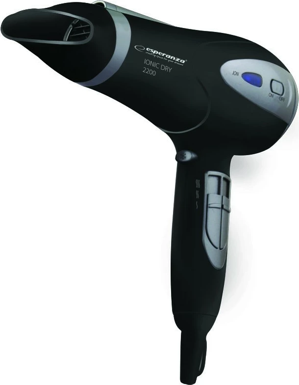 Tharëse flokësh Esperanza Vivien EBH005K, 2200W, jonizuese, e zezë/çelik, me difuzor dhe koncentrator