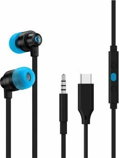 Kufje Logitech G333 (981-000924) in-ear gaming, me kabllo, 3.5mm + adaptor USB-C, me mikrofon, kaltër
